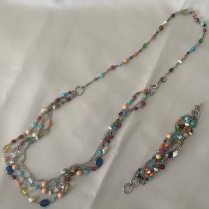 Beaded necklace and bracelet set